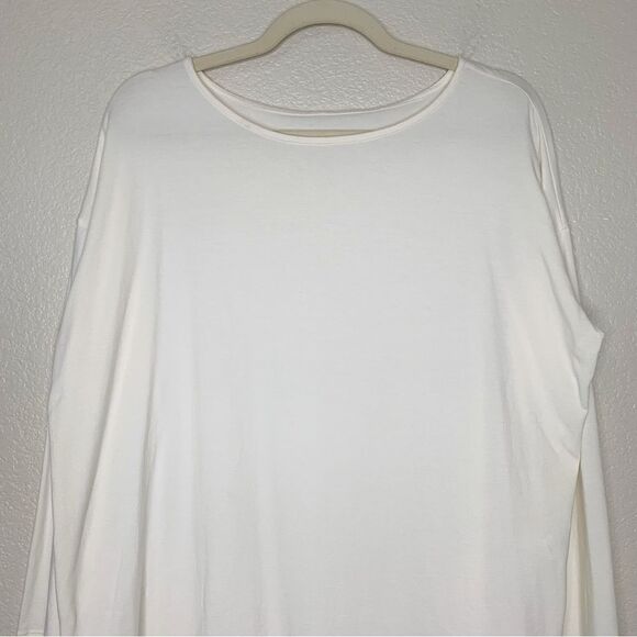 J. Jill Luxe Supima 3/4 Sleeves Ivory Stretch Tunic Pull Over Top - Picture 3 of 13